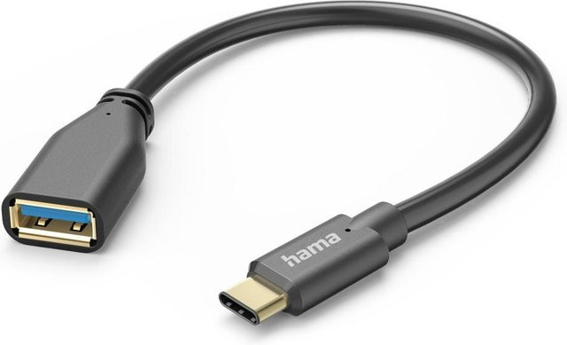 Hama USB-C auf USB-A OTG Adapterkabel, Schwarz, Länge: 15 cm - Bild 1