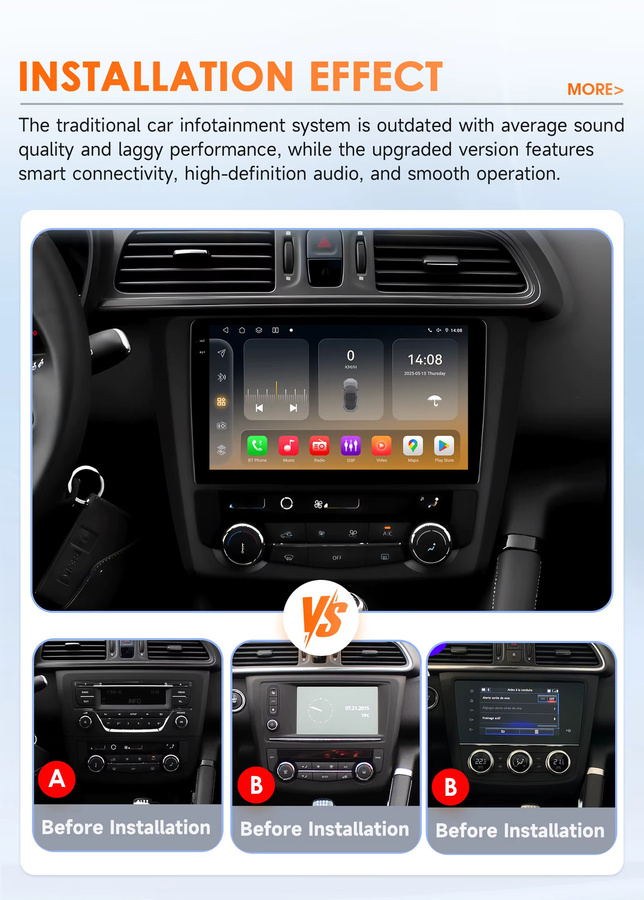 OSSURET Android Autoradio für Renault Kadjar mit QLED Bildschirm, GPS Navigation, Carplay und DSP, Schwarz - Bild 2