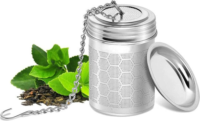 FEB.WIND Tee-Infuser aus Edelstahl in Silber mit feinem Netz als Tee-Wasser-Separator und Teefilter für Teekanne und Tasse - Bild 1