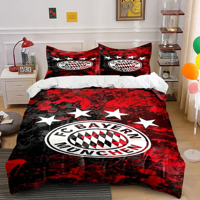FC Bayern München Logo Bettwäsche-Set mit Bettbezug und Kissenbezügen, Farbe: Schwarz/Rot, B/H: 135 x 200 cm - Bild 1