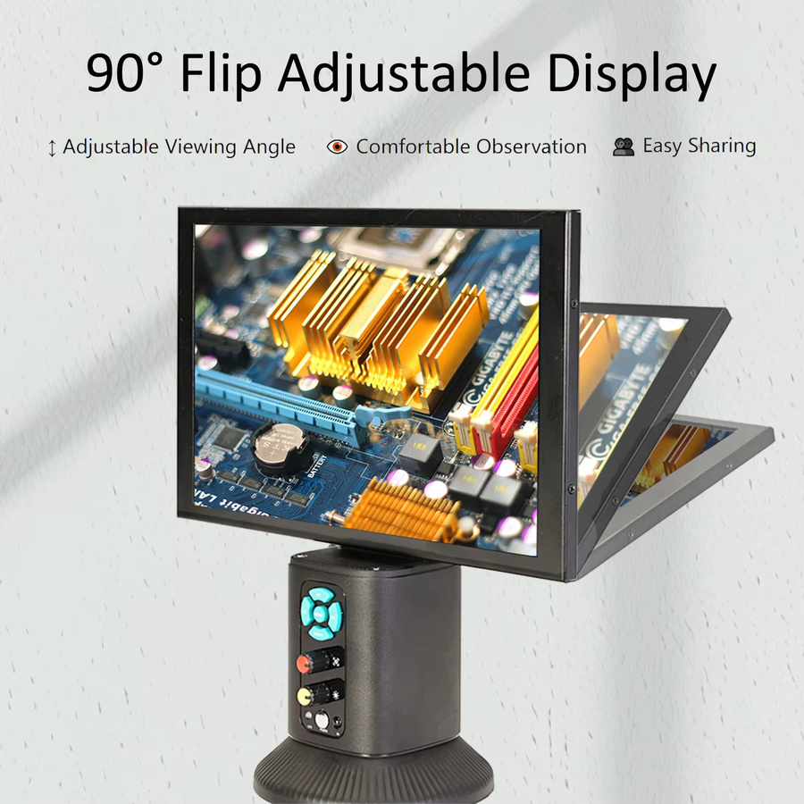 YIZHAN 7-Zoll-LCD-USB-Digitalmikroskop in Schwarz mit HD-Bildschirm, 60 einstellbaren LEDs und Fernbedienung für industrielle Inspektionen - Bild 3