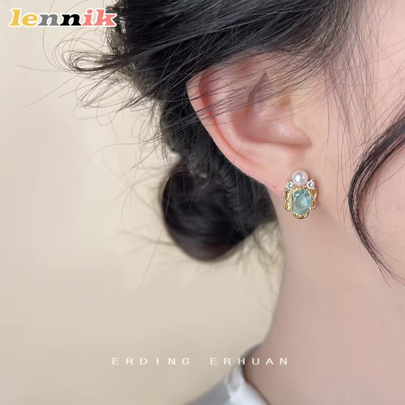 LENNIK Ohrschmuck, 14K vergoldet, Aquamarin, Zirkonia, Unisex - Bild 2