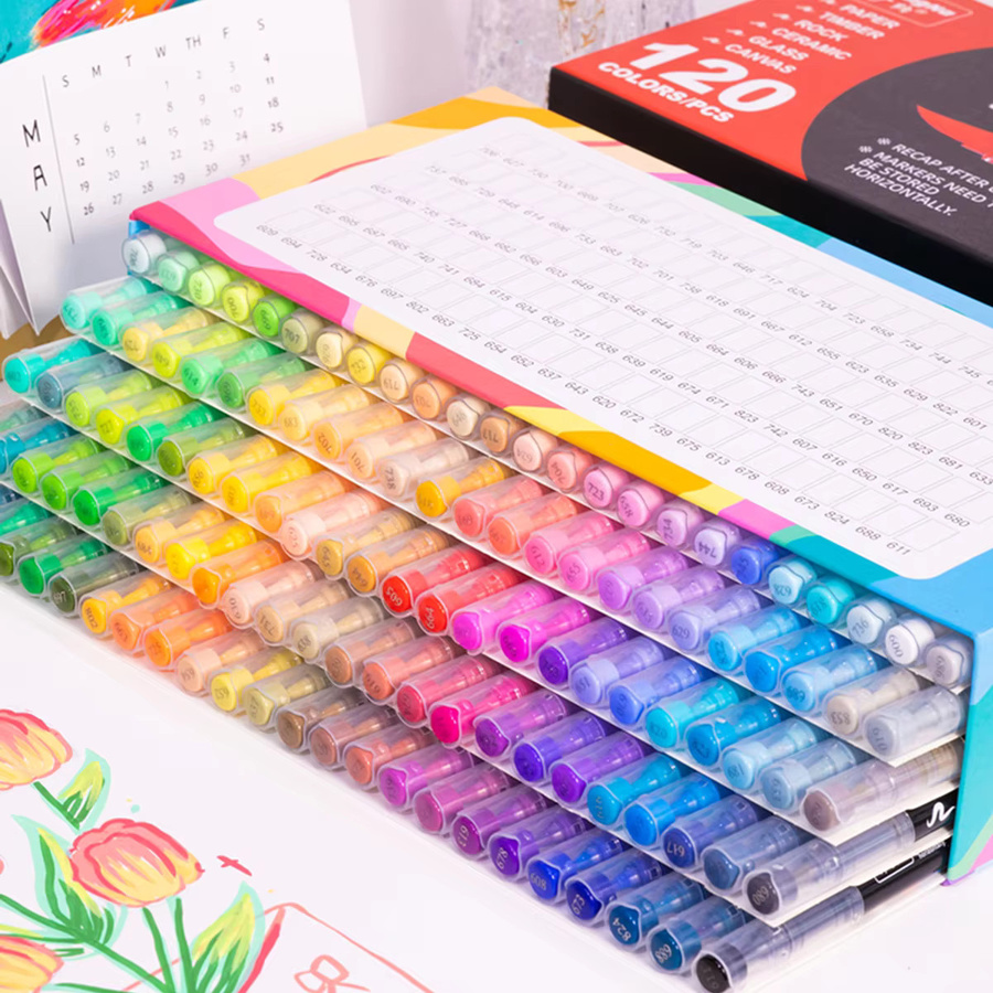 72 Farben Acryl-Marker Pinselstifte in Multicolour für Stoff, Stein, Keramik, Glas, Leinwand und Holz - Bild 5