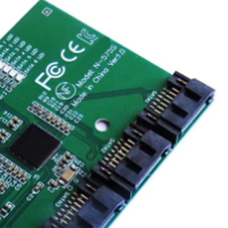 SATA Erweiterungskarte 1 bis 5 Port SATA 3.0 Controller Karte als Motherboard Port Multiplikator Riser Karte Hub Adapter in Grün - Bild 3