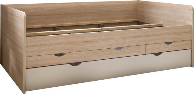 Modernes Bett vito ASSUME mit Schubladen in Riva Eiche und Metall, B/T/H: 90 x 200 x 65 cm - Bild 1