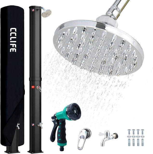 CCLIFE Solardusche Gartendusche Schwarz mit 40l Wassertank und Handbrause - Bild 1