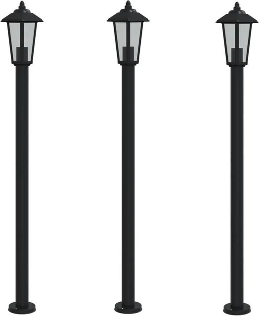 vidaXL Wegeleuchten Set aus Edelstahl und Kunststoff in Schwarz, 3 Stück, Höhe: 120 cm - Bild 1