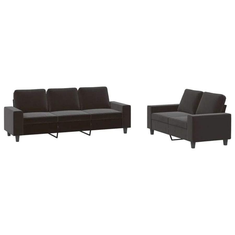 vidaXL 2-teilige Sofagarnitur aus Stoff in Schwarz mit 2-Sitzer-Sofa und Mehrsitzer - Bild 1