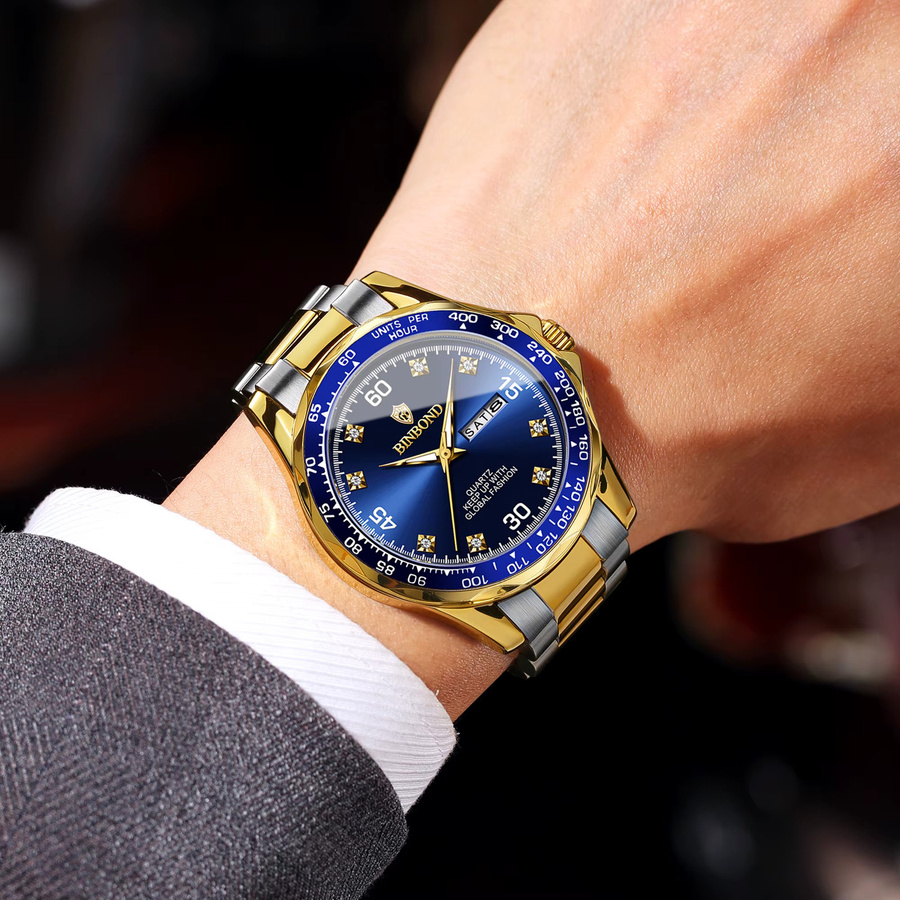 BINBOND Armbanduhr Quarz, Edelstahl, Blau, Herren - Bild 3
