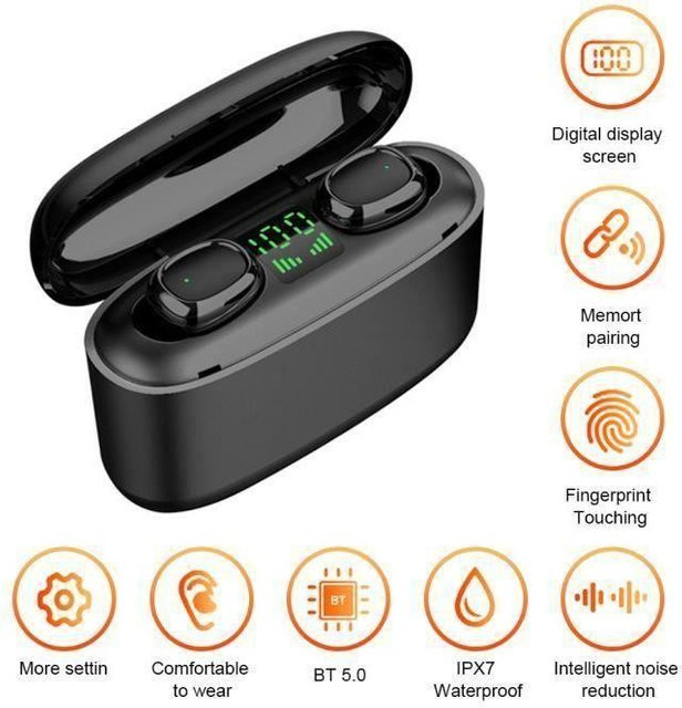 Techtrusty G5S True Wireless Stereo Kopfhörer mit Bluetooth 5.0, IPX7 wasserdicht und 9D Klangqualität, Schwarz - Bild 1