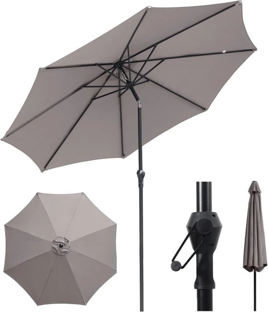 Sekey Sonnenschirm Rund aus Aluminium mit Kurbel und Knickfunktion, Durchmesser: 300 cm - Bild 1