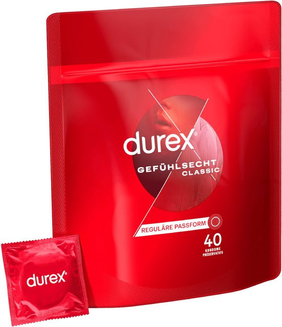 Durex Gefühlsecht Classic Kondome, transparent, 40 Stück - Bild 1