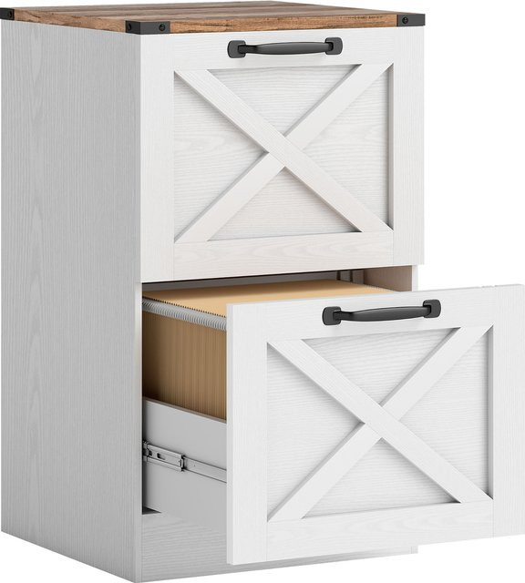 HOMCOM Schubladenschrank mit 2 Schubladen und Druckerablage in Weiß/Holz, B/T/H: 40 x 40 x 71 cm - Bild 1