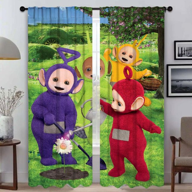 Teletubbies Verdunkelungsvorhänge Set mit 2 Paneelen, Mehrfarbig, Breite: 50 cm, Höhe: 70 cm - Bild 1