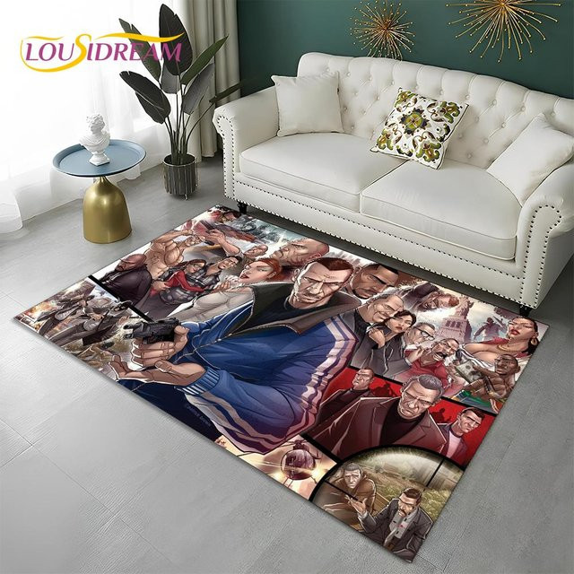 Karpetti Grand Theft Auto 3D Gamer Teppich, rutschfeste Bodenmatte für Wohnzimmer, Schlafzimmer oder Kinderzimmer, Mehrfarbig, B/T: 120 x 80 cm - Bild 1