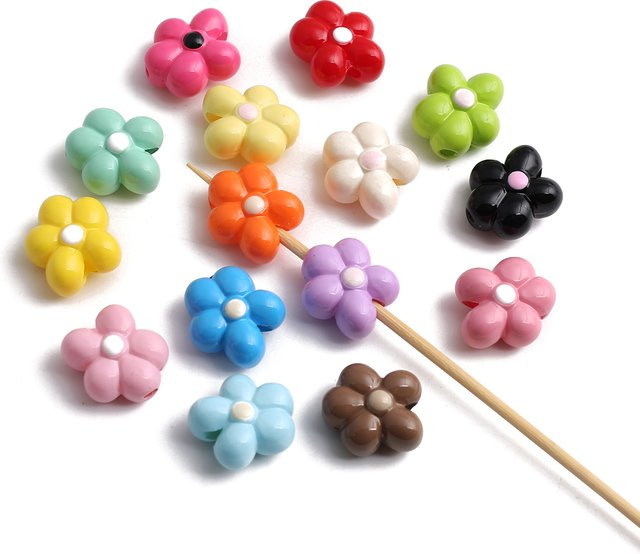 NASSBORO Charms, Blumen-Dekorationsperlen, 15 mm, Frühlingsfarben - Bild 1