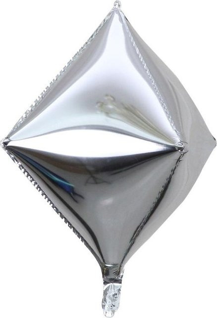 6er-Pack Diamantförmige 4D Folienballons von RuJia Home Decor in Silber und Grau, Riesige Mylarballons mit Bändern für deine Partydekoration, Durchmesser: 55,88 cm - Bild 1