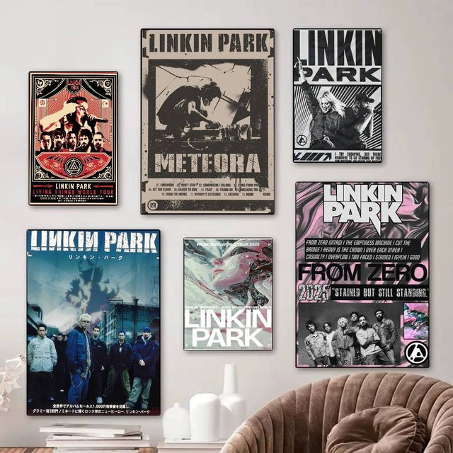 L-Linkin P-Park Heavy Metal Rock Band Vintage-Poster als nordische Wanddekoration, Mehrfarbig, B/H: 15 x 15 cm - Bild 1