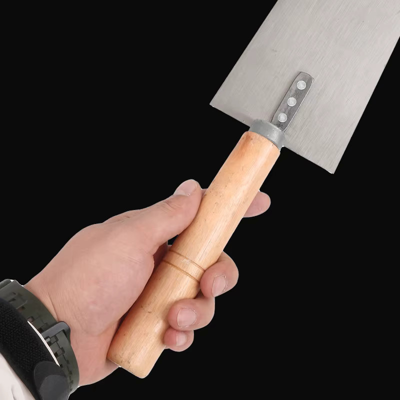 Edelstahl Spachtelmesser mit Holzgriff für Zement und Beton, silberfarbene Kelle und Wandspatel für Handwerkzeuge - Bild 3