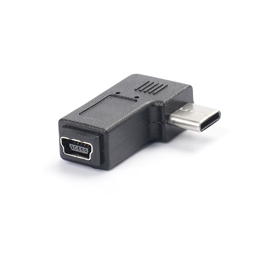 BSN 90-Grad-Winkeladapter USB Typ C Stecker auf Mini 5-Pin USB Buchse in Schwarz für Kamera, GPS und Dashcam zur Lade- und Datensynchronisation - Bild 2