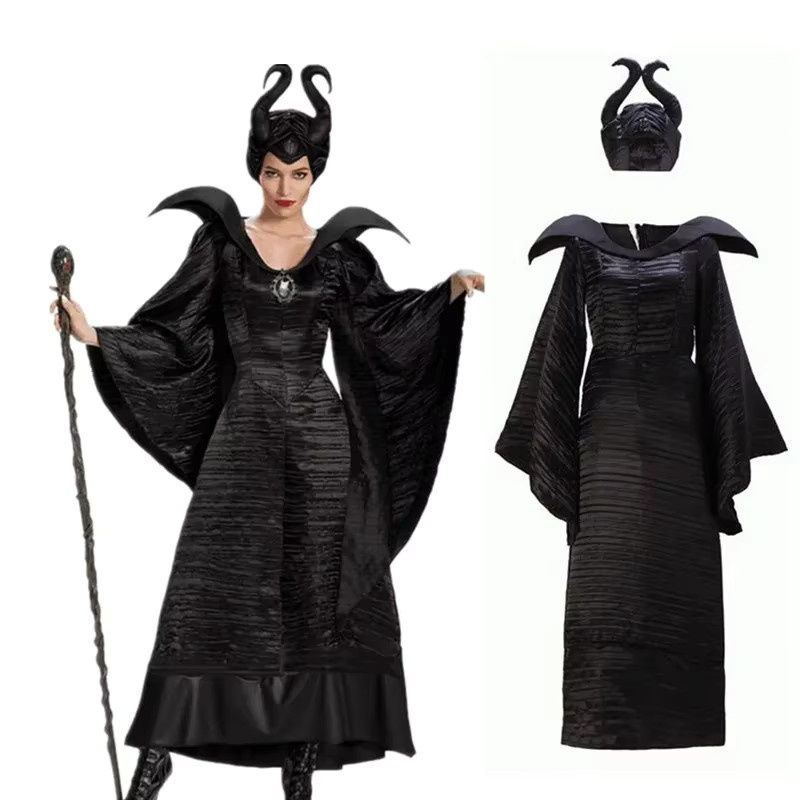 cosfans Maleficent Cosplay Kostüm Kleid, Schwarz, Unisex - Bild 3