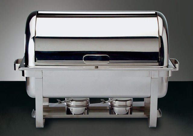 APS Chafing Dish MAESTRO mit Rolltopdeckel und 2 Brennpastenbehältern, GN 1/1, 9 l, B/T/H: 60,5 x 35 x 40,5 cm, Silber, rechteckig - Bild 1