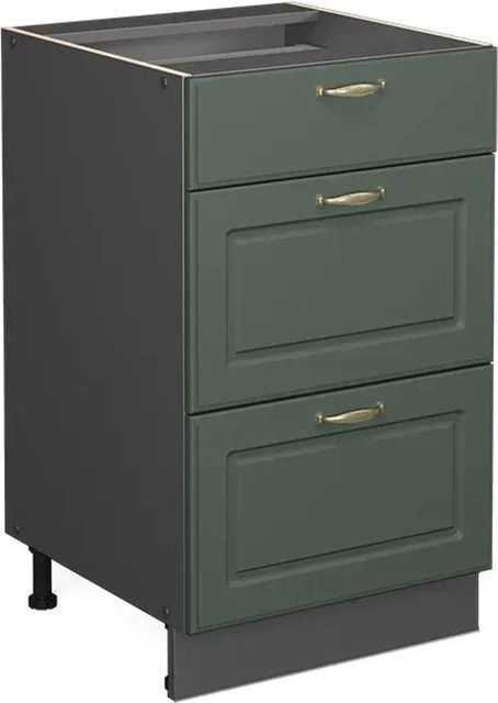 Vicco Küchenunterschrank Fame-Line Landhaus in Anthrazit, Grün und Gold, Breite: 50 cm - Bild 1