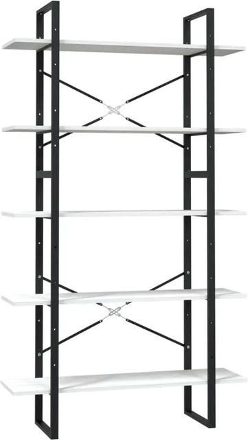 vidaXL Bücherregal im Industrial Design aus Kiefer und Metall, Weiß, B/T/H: 100 x 30 x 175 cm - Bild 1