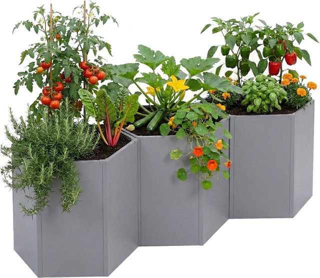 3er-Set MCW Hochbeet P64 aus Stahl in Grau, H x B x T: 77 x 264 x 100 cm - Bild 1