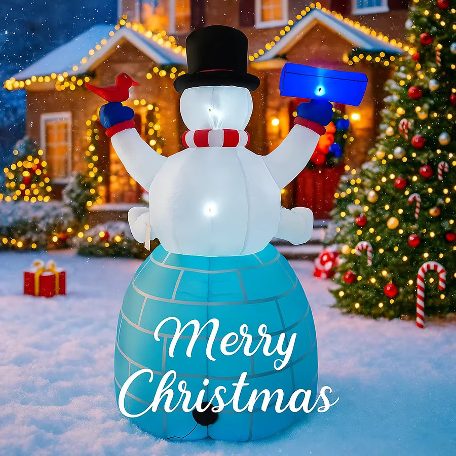 TONGHUANIU Aufblasbare Weihnachtsdekoration mit LED-Beleuchtung, Schneemann, Pinguin und Iglu, Mehrfarbig, Höhe: 180 cm - Bild 2