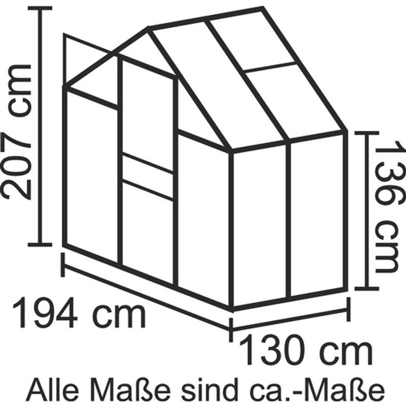 Vitavia Gewächshaus Apollo 2500 aus eloxiertem Aluminium mit 6 mm HKP, 2,5 m² in Silber - Bild 6