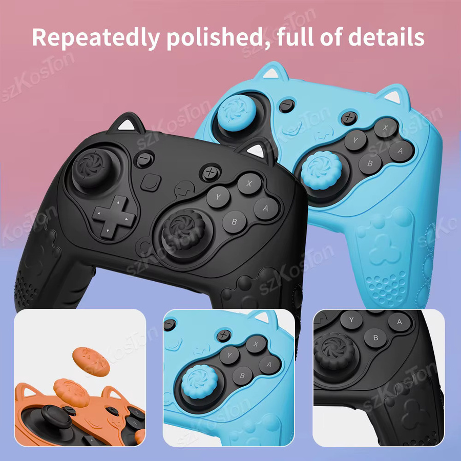 SZKOSTON Silikon-Schutzhülle für Nintendo Switch 2 Pro Controller in Orange mit Daumengriffen und Kappen - Bild 2