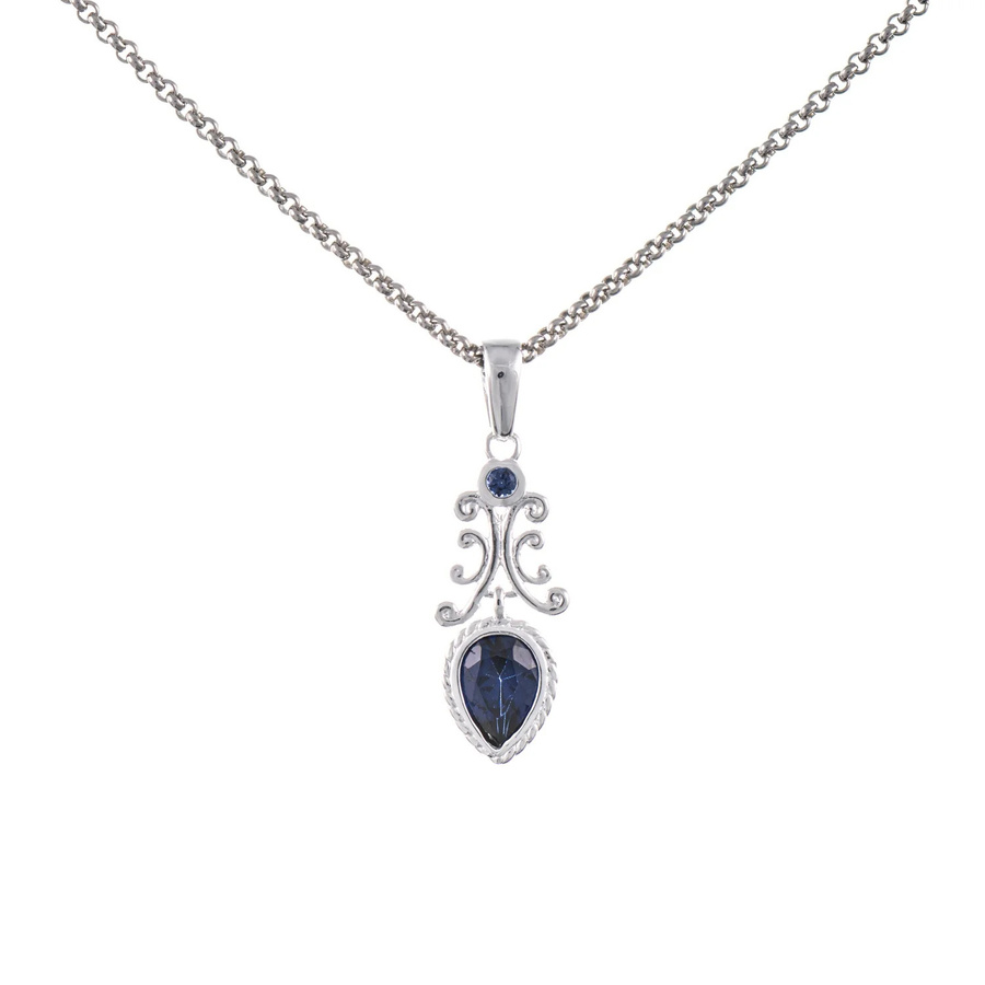 Anhänger mit Kette 925 Silber, Zirkonia blau, Damen - Bild 1