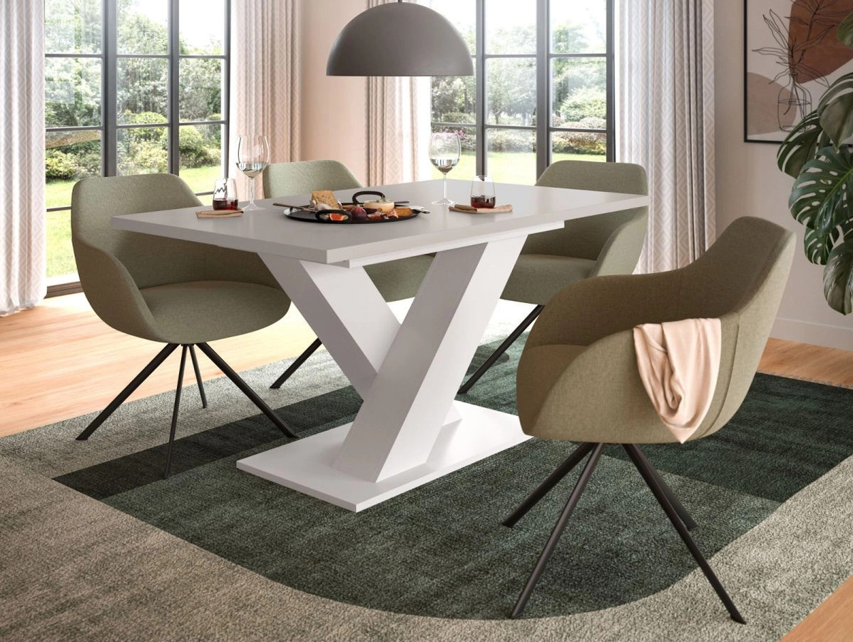 Ausziehbarer Esstisch Home-X von Inn.Furn in Kaschmir und Weiß, Rechteckig, B: 150 cm bis 190 cm - Bild 3