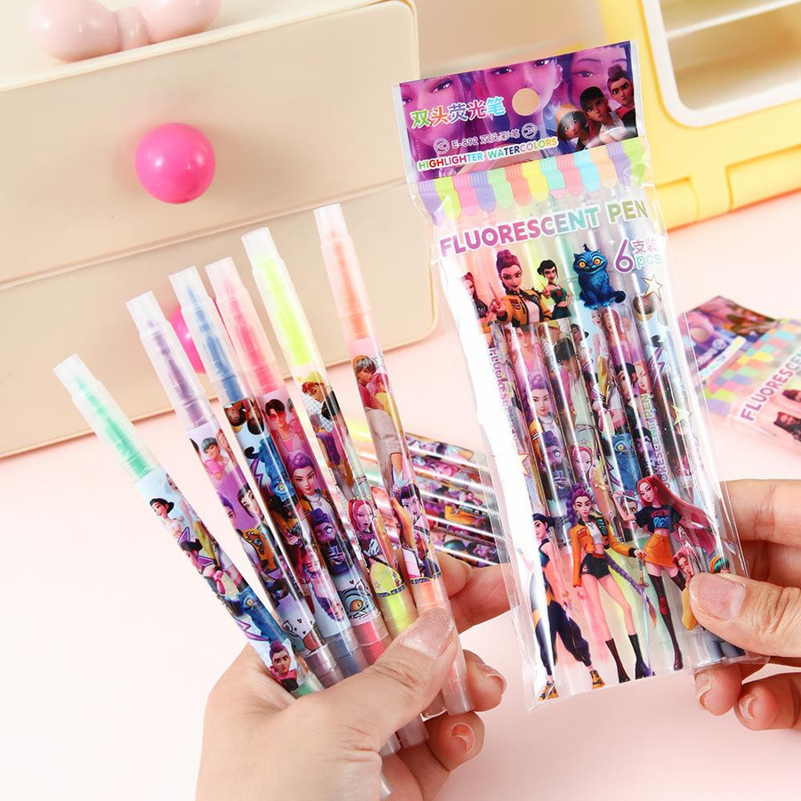 Huntrix Rumi Anime Dämonenjäger Textmarker Set mit Doppelspitzen in Schwarz - Bild 2