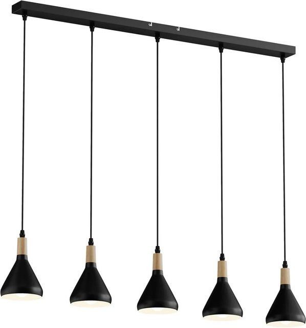Lindby Pendelleuchte Arina Schwarz aus Metall, 5-flammig, E14, skandinavisches Design für Wohnzimmer und Essbereich - Bild 1