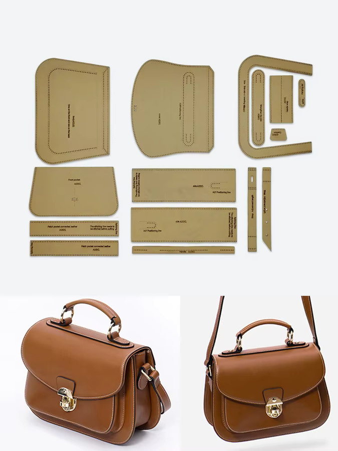 YOMDID 15er Set DIY Handtaschen Vorlagen aus Kraftpapier für handgemachte Umhängetaschen und Lederhandwerk in Braun - Bild 3