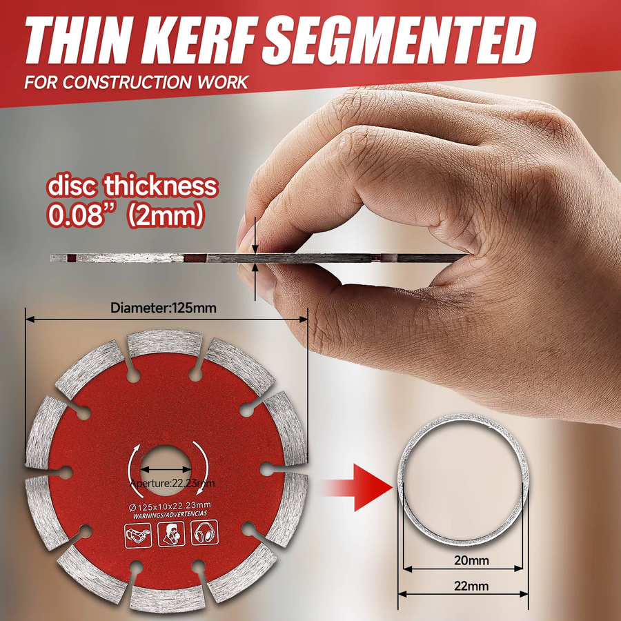SI FANG Diamant Sägeblatt 125mm zum Trockenschneiden von Stein, Wand, Keramik, Fliesen, Jade und Jadeit für Winkelschleifer - Bild 2