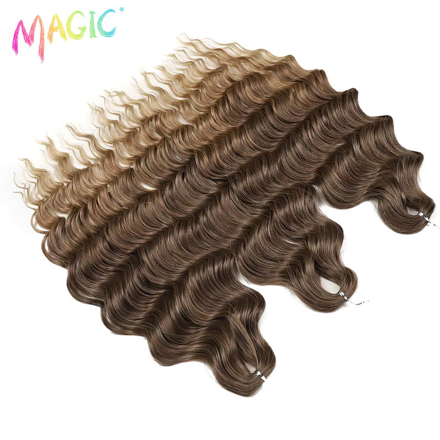 Magic Body Wave Synthetische Häkelhaarbündel, Ombre Braun zu Blond, 24 Zoll, Damen - Bild 3
