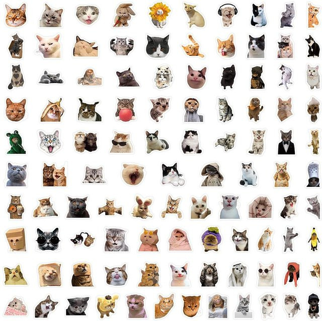 104 Stück Lustige Katzen-Aufkleber von Binchi Outdoor Product in Multicolour für DIY-Gestaltungen von Notizbüchern, Handyhüllen und Wasserflaschen - Bild 1