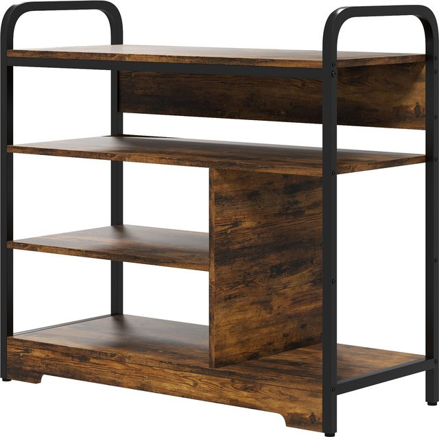 HOMCOM Schuhregal mit 4 Ebenen und Griff für bis zu 11 Paar Schuhe, rustikaler Schuhständer für Flur und Eingang, B/T/H: 70 x 30 x 65 cm, braun - Bild 1
