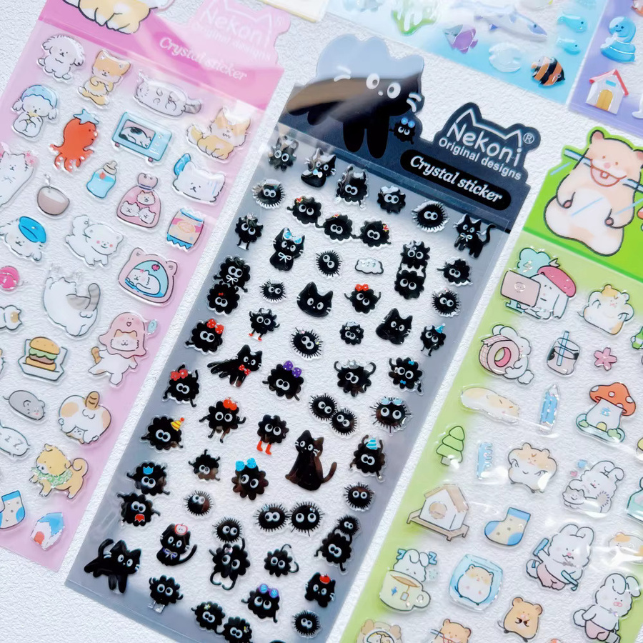 NEKONI Kreative Tier-Cartoon Kristall Aufkleber für Scrapbooking und DIY Journaling in Mehrfarbig - Bild 3