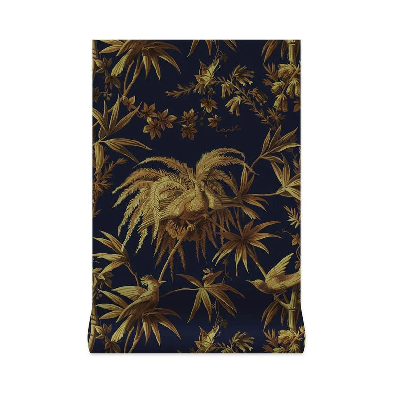 House of Hackney Tapete Aurora Midnight Gold in floralem Design mit botanischen Motiven und Vlies-Struktur - Bild 2