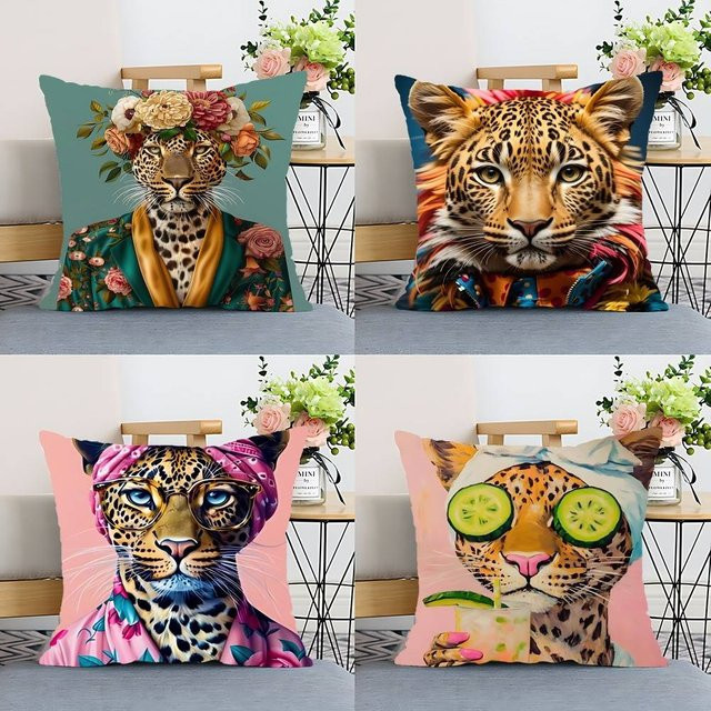 Dekorativer Rechteck Kissenbezug mit Leopard-Print in Multicolour für dein Wohnzimmer oder Schlafzimmer, B/H: 40 x 2 cm - Bild 1