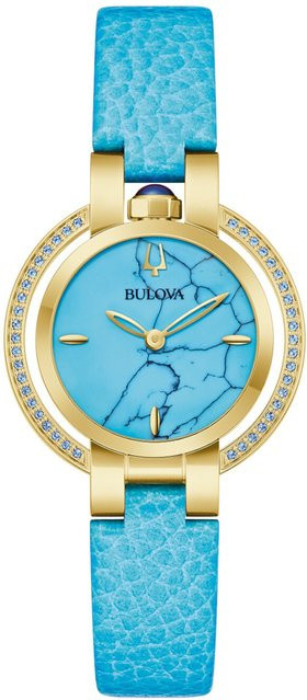 Bulova Armbanduhr, Quarz, Edelstahl, Leder, Blau, 30,5 mm, Damen - Bild 1