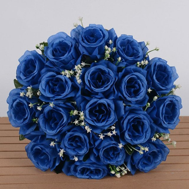 Angunda Kristallgras-Bouquet mit 18 Köpfen, simulierte Rosen in Blau, Pink, Weiß und Orange zur Dekoration - Bild 1