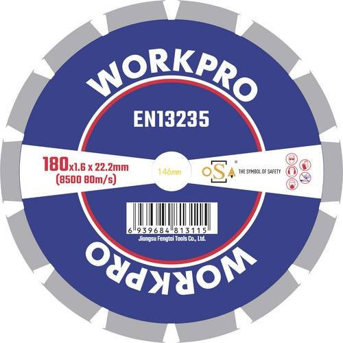 WorkPro GSOSSE-3 Trennscheibe Blau Durchmesser: 180 mm für Stein, Keramik, Porzellan, Marmor, Mauerwerk, Glas, Kalkstein, Granit, Naturstein und Sandstein - Bild 1