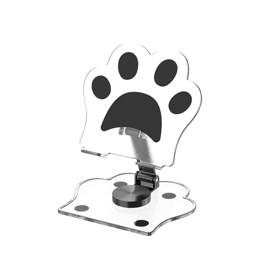 Tragbarer und drehbarer Tabletständer im Katzenpfoten-Design aus Acryl, faltbarer Telefonhalter für den Schreibtisch in Weiß und Transparent - Bild 1