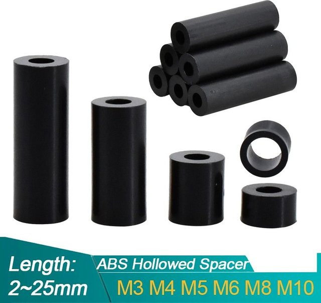Schwarzer Nylon-Abstandshalter M3-M10 rund und hohl ohne Gewinde für Leiterplatten und TV-Installationssäulen - Bild 1