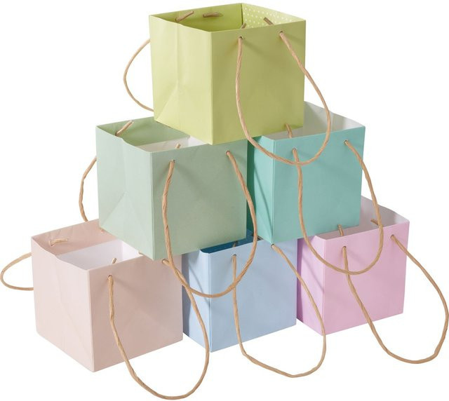 VBS Papiertüten Pastell in Multicolor, 6er-Set, B: 10,5 cm, H: 10,5 cm, T: 6 cm - Bild 1